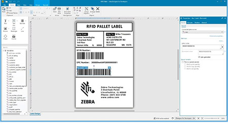 Interface do Software Zebra Designer 3 - criação de etiquetas e códigos de barras