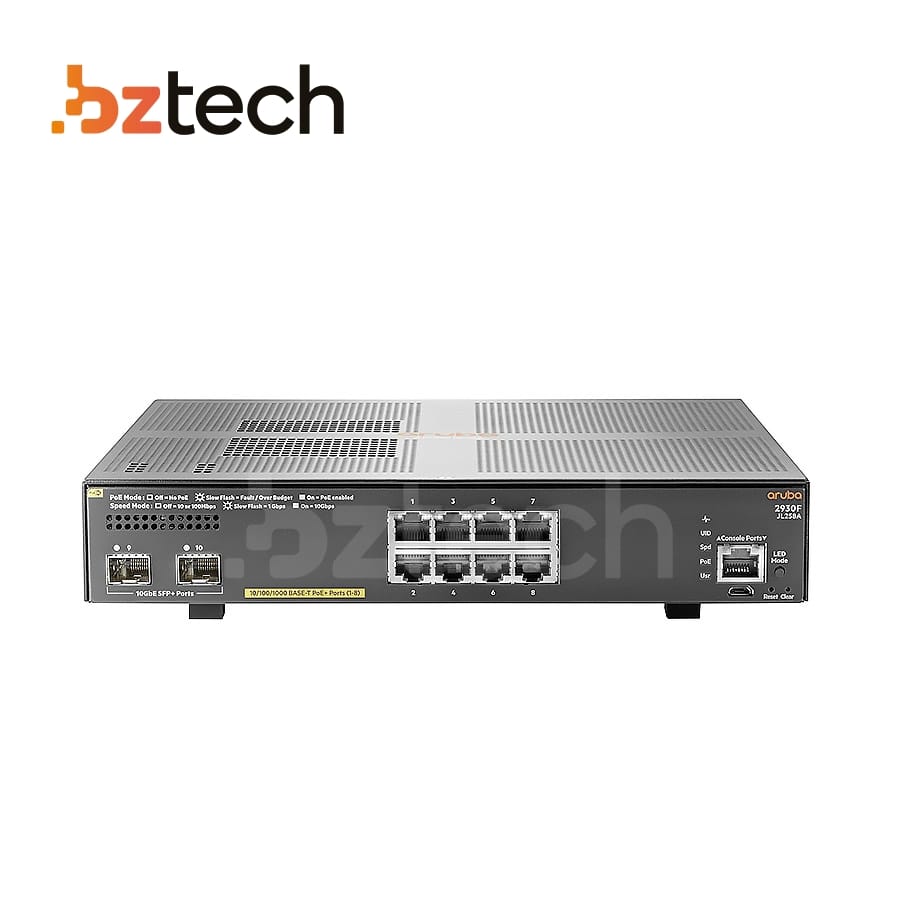 Switch HPE Aruba 2930F 8G PoE+ 2SFP+ - JL258A | Bz Tech