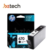 Cartucho de Tinta Original HP Preto 670 - 7.5ml (250 Impressões)