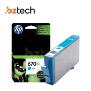 Cartucho de Tinta Original HP Ciano 670XL - 7.5ml (750 Impressões)
