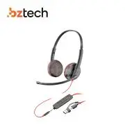 Headset Poly Blackwire 3225 Stereo Conector 3.5mm (Com Adaptador USB-C para USB-A)