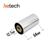 Ribbon Original Zebra 1600 Cera 64mm x 74m - 0.5 Polegada